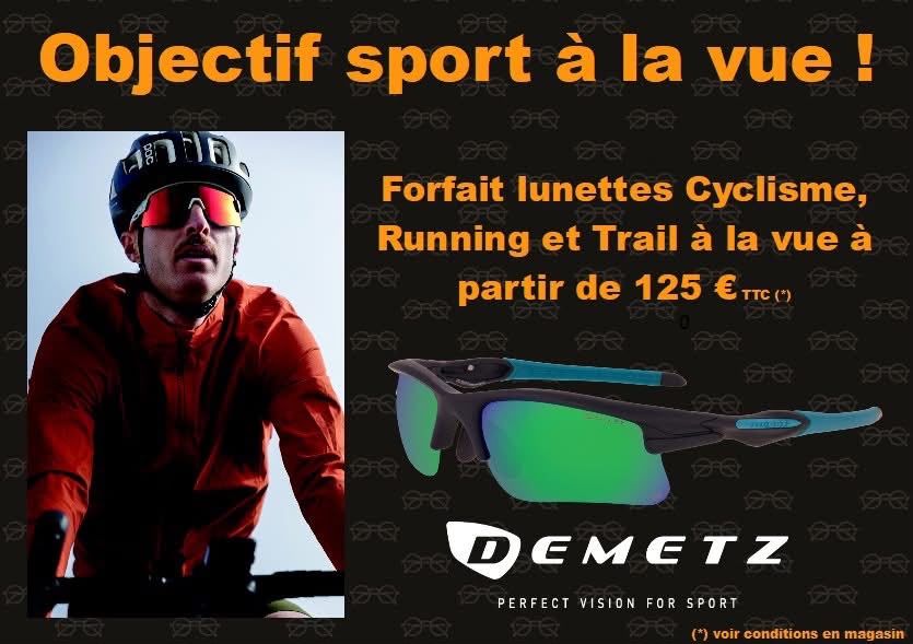 Forfait lunettes Cyclisme, Running et Trail à la vue à partir de 125 € TTC